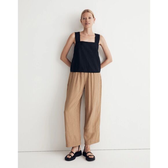 NWT Madewell Linen-Blend Cross-Back Sleeveless Top in True Black Size 0 - Picture 2 of 13